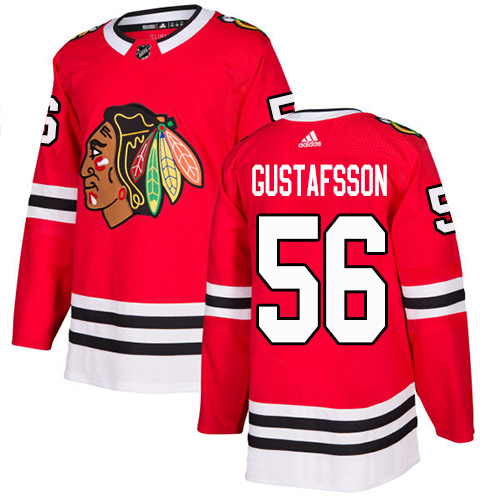 Adidas Blackhawks #56 Erik Gustafsson Red Home Authentic Stitched Youth NHL Jersey